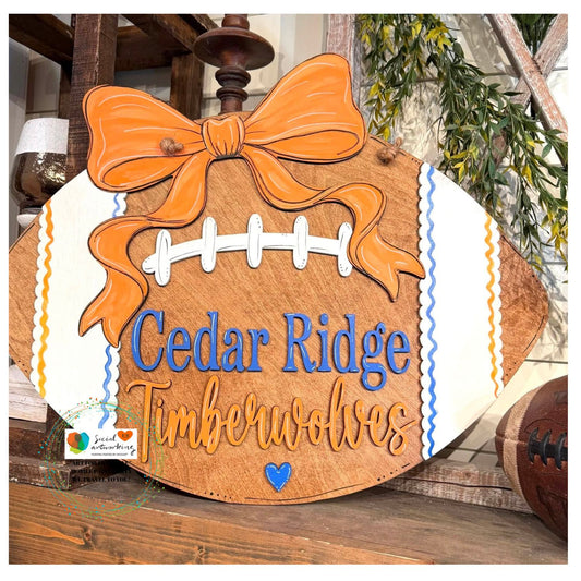 Team Name Football 2-D Wood Door Hanger