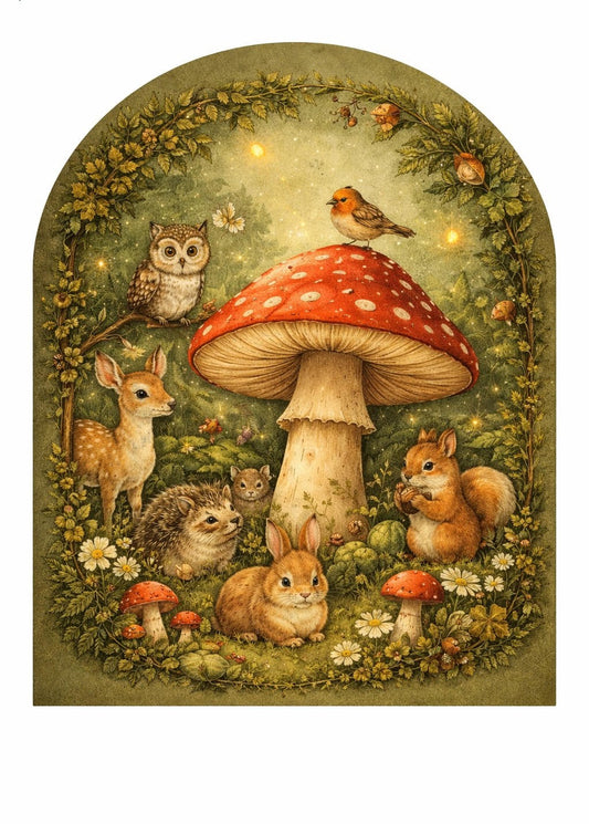 Resin Glass & Glitter Woodland Mushroom