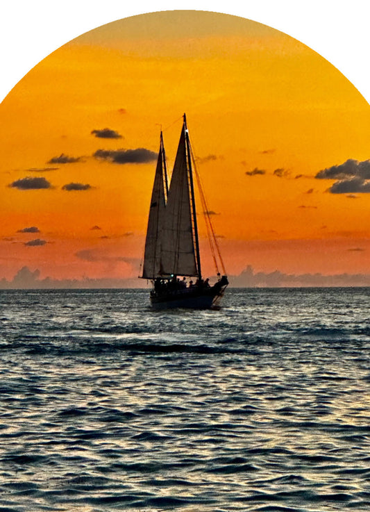 Resin Glass & Glitter Key West Sailboat